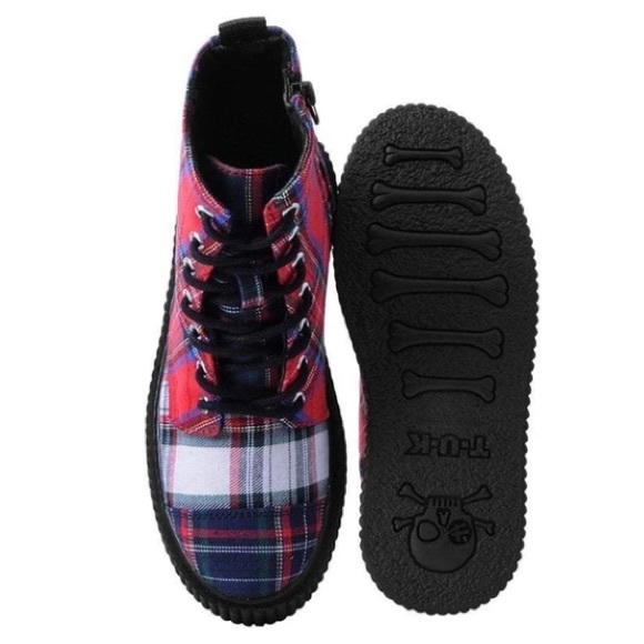 TUK mixed plaid Casbah creeper combat boots - Picture 6 of 11